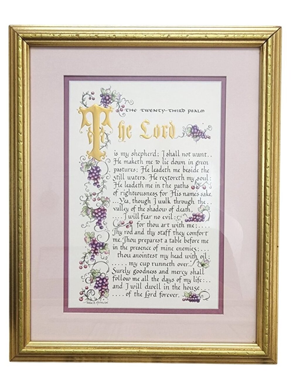 Vintage Wall Art 23rd Psalm Picture Christian Religious Religion Prayer 15"x13"